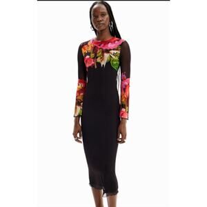 DESIGUAL M. Christian Lacroix Floral Tulle Midi Dress Size L